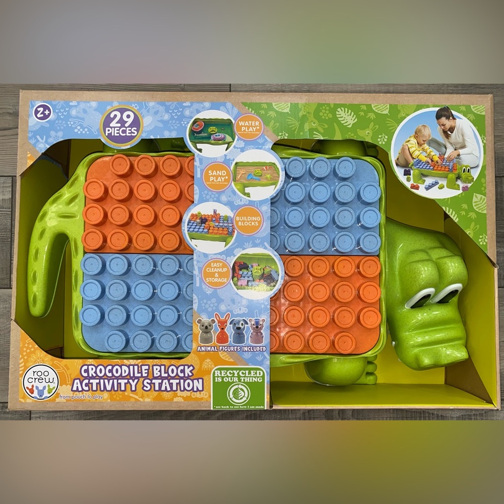 🐊 NEW Roo Crew Crocodile Animal Mega Block Activity Water Sand Sensory Table